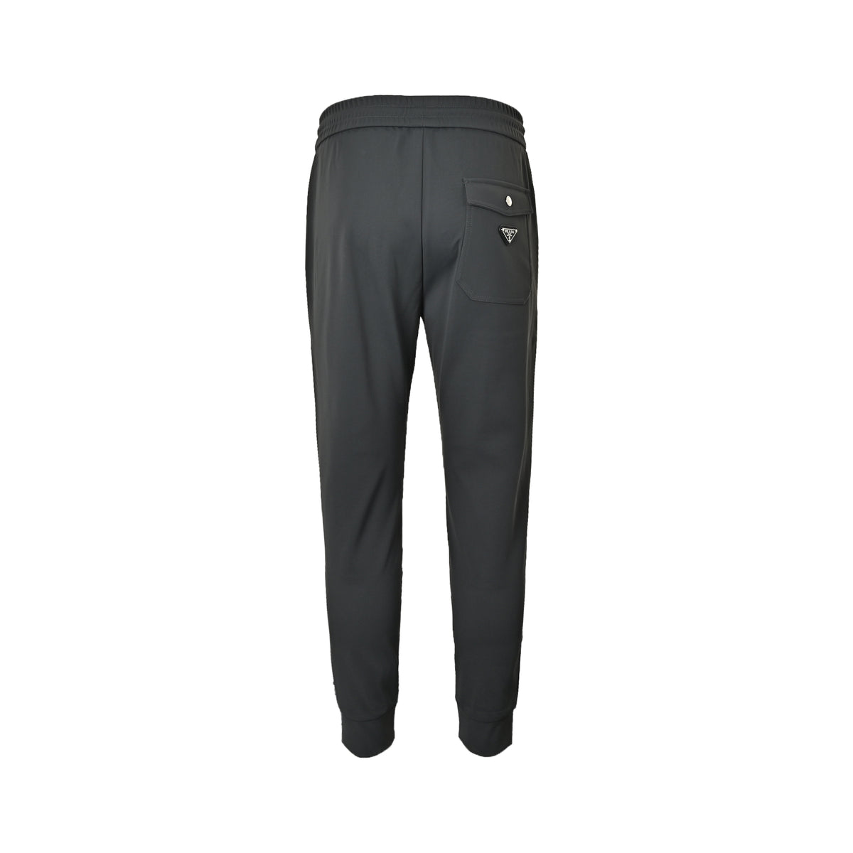 Prada triangle logo red tape trousers
