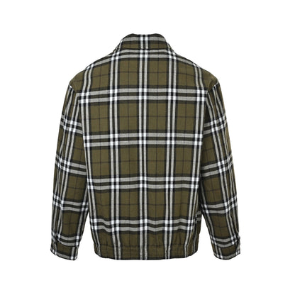 Burberry green plaid cashmere lapel jacket