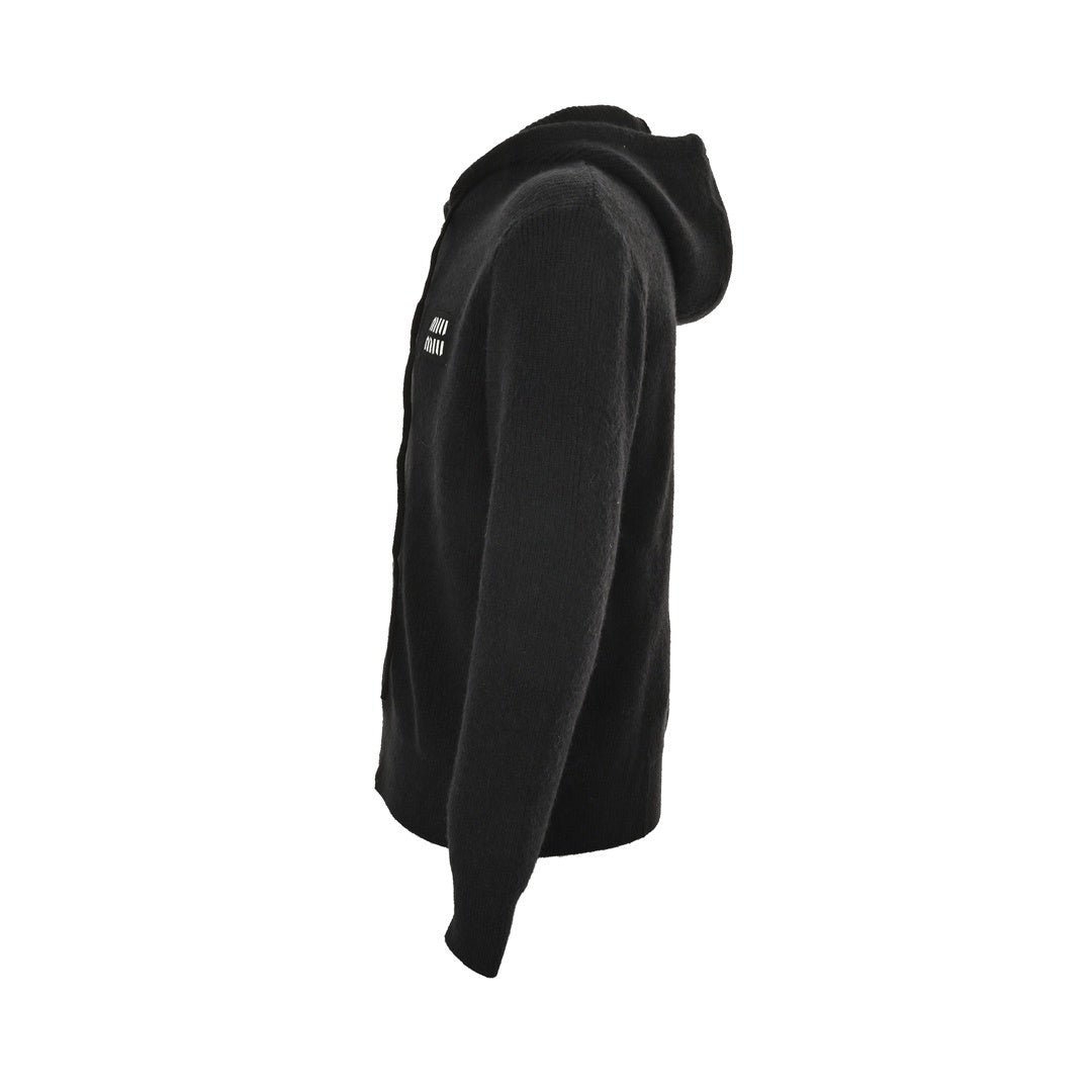 Miu Miu 24Fw patch logo embroidered zipper sweater jacket