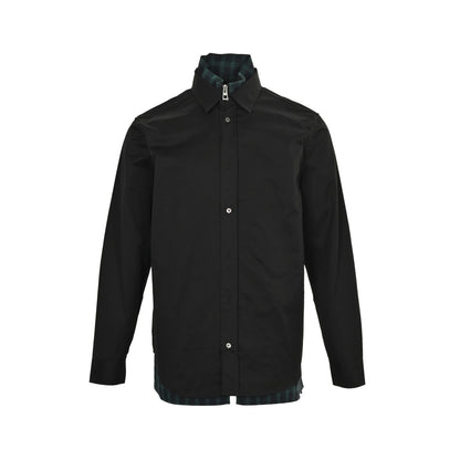 Loewe/Luoyiwei 25ss lining plaid zipper stitching fake two-piece jacket