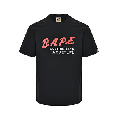 Bape red letter print short sleeves