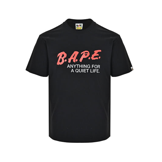 Bape red letter print short sleeves