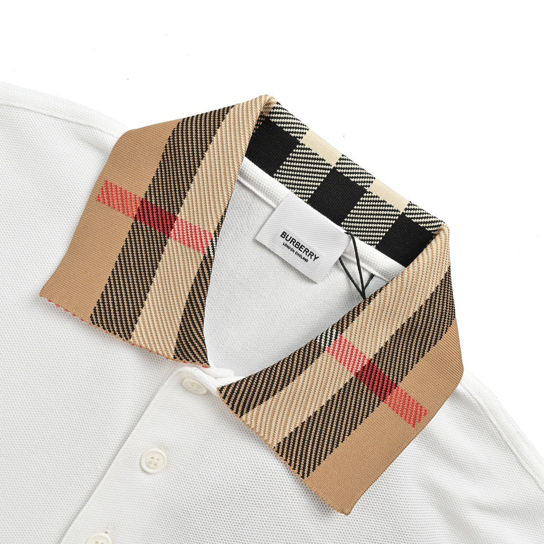 Burberry 24ss plaid collar Polo short sleeves
