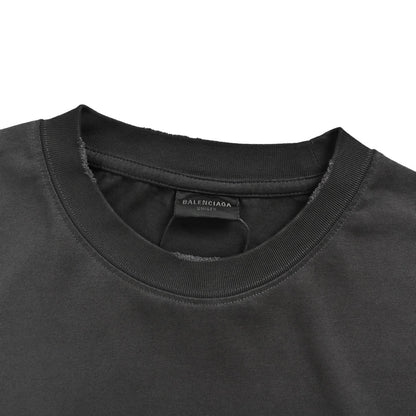 Balenciaga washed mud-dyed geometric logo double B hole short sleeves