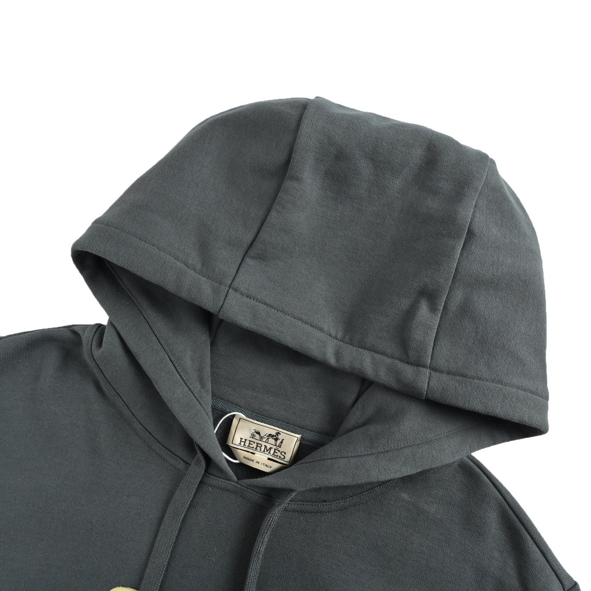 Hermes leather logo hooded sweatshirt