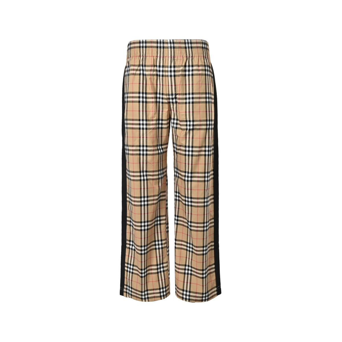 Burberry side striped plaid stretch cotton trousers