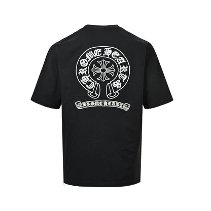 Chrome Hearts/Chrome Heart Horseshoe Sanskrit Letters Embroidered Short Sleeve
