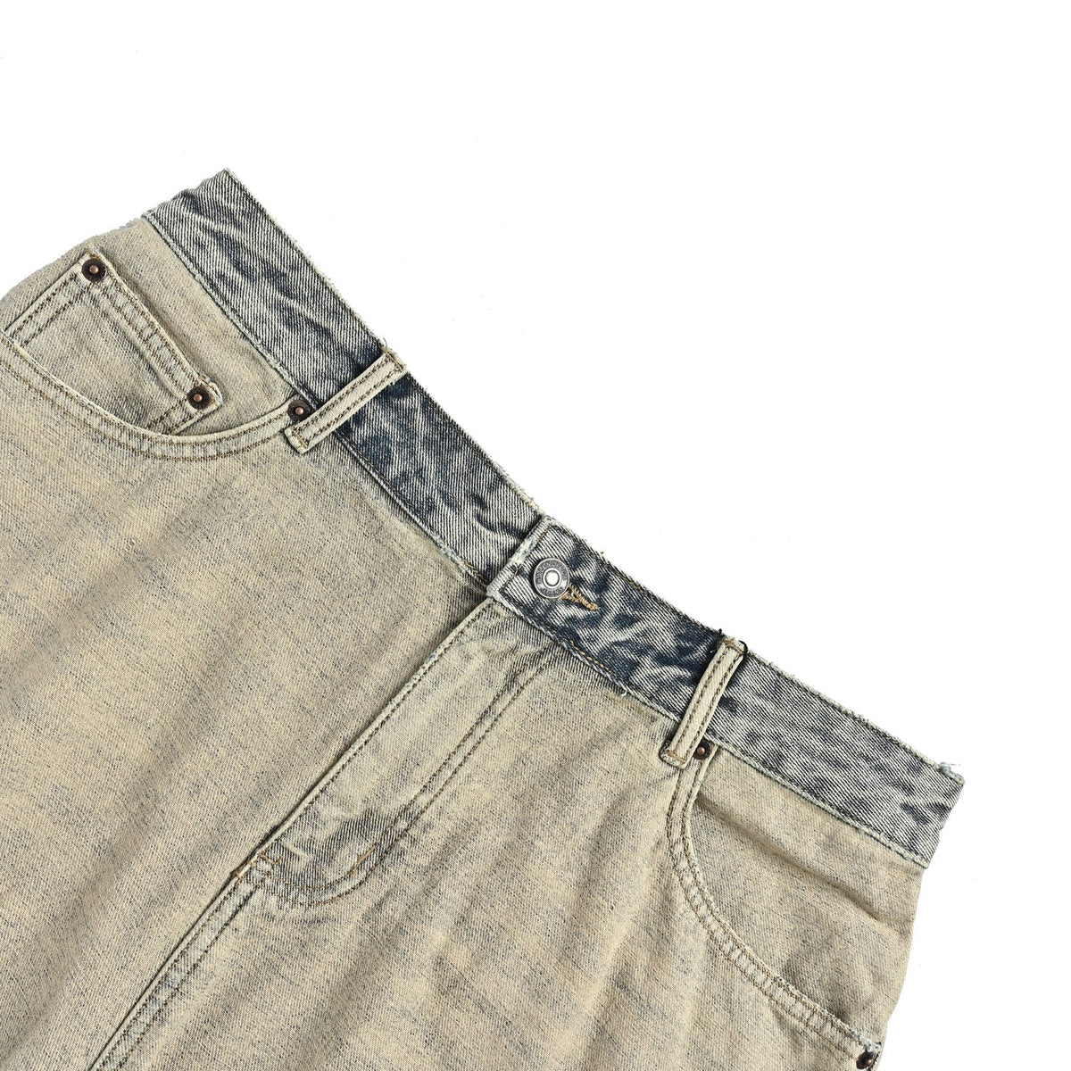 Balenciaga 24ss reverse-worn washed distressed denim shorts