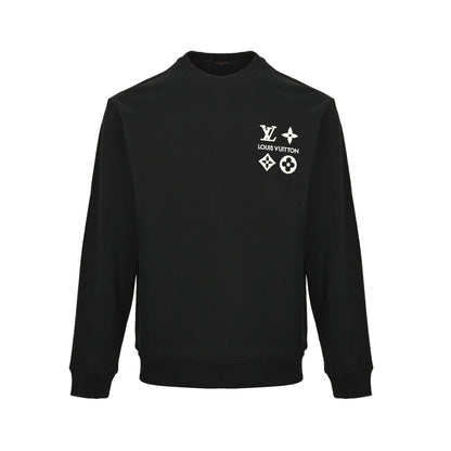 Louis Vuitton 25Fw chest four-flower embroidery crew neck sweatshirt