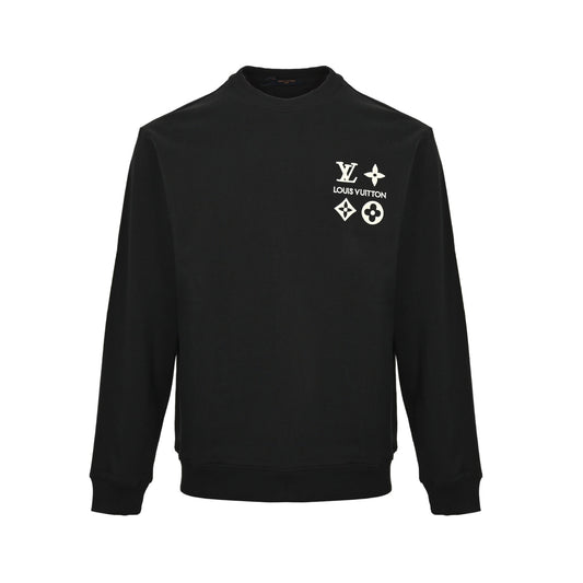 Louis Vuitton 25Fw chest four-flower embroidery crew neck sweatshirt