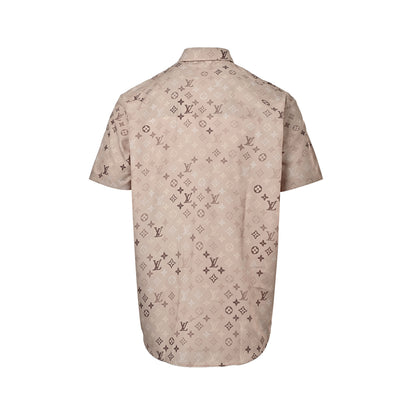 Louis Vuitton Presbyopia khaki all-over print suit short-sleeved shirt