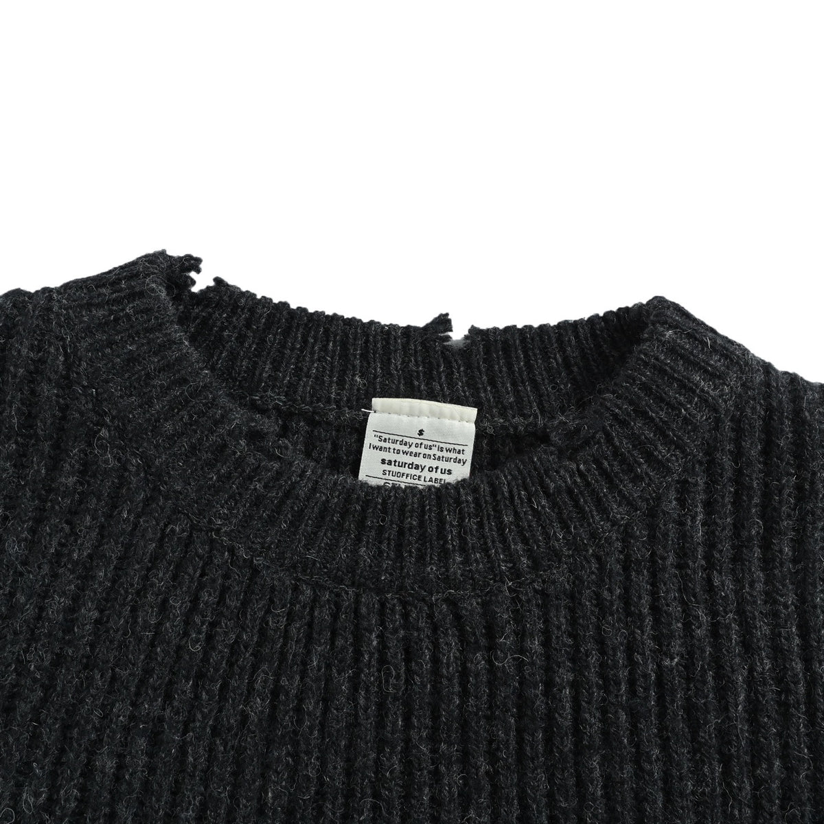 Saturday Ofus ripped lazy crew neck sweater