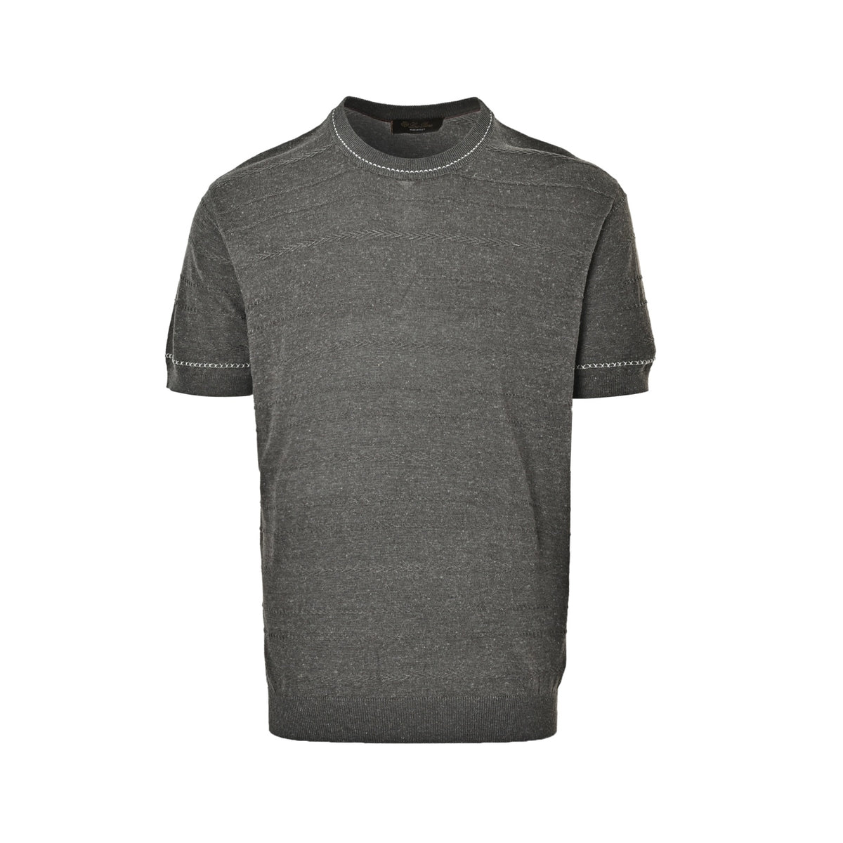 Loro Piana topstitched ribbed knit wavy linen short sleeves