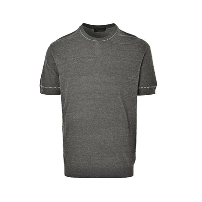 Loro Piana topstitched ribbed knit wavy linen short sleeves