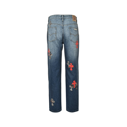 Chrome Hearts cross patch leather jeans