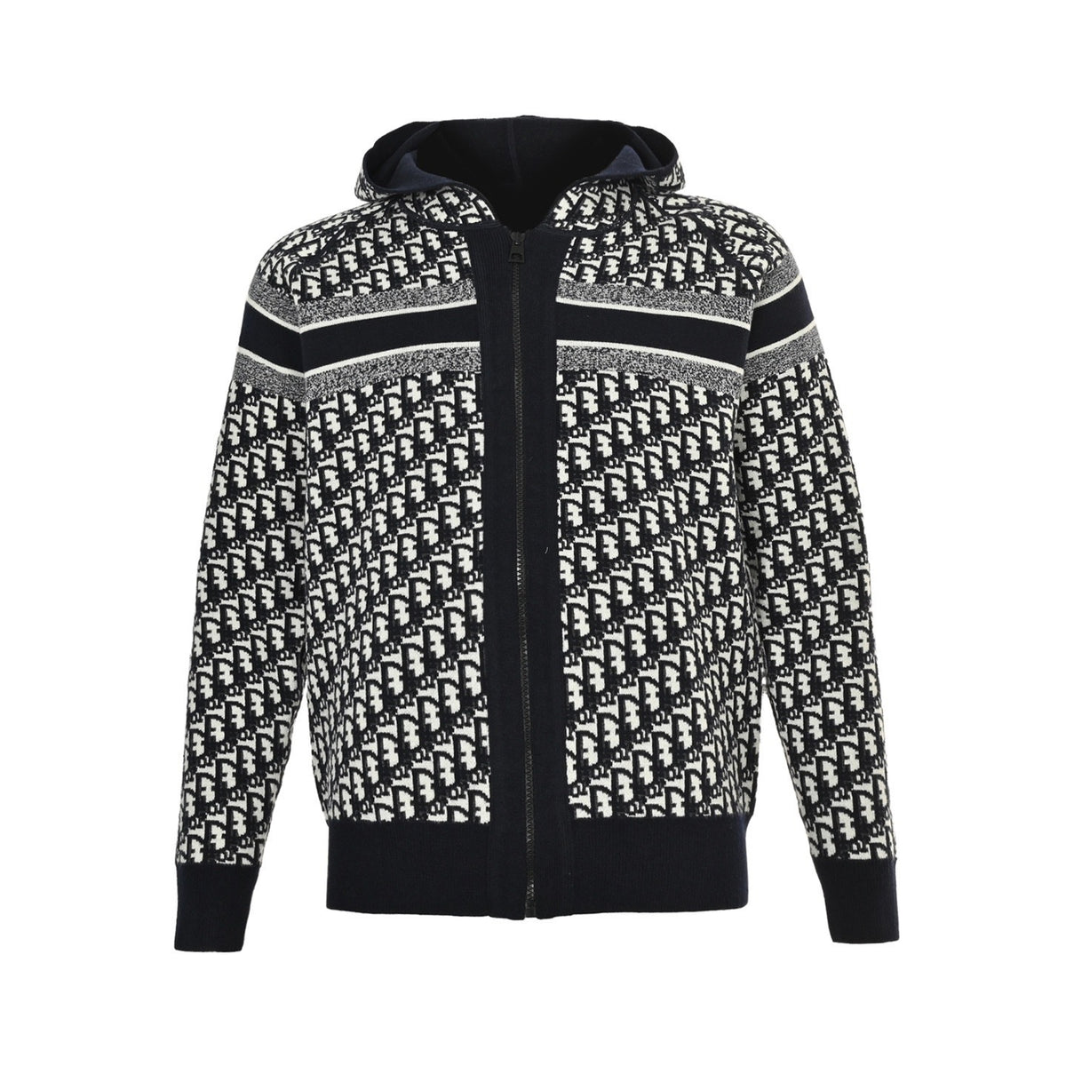 Dior 23Fw Oblique old flower jacquard knitted cashmere reversible jacket