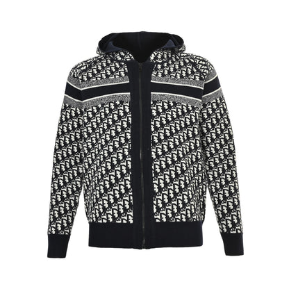 Dior 23Fw Oblique old flower jacquard knitted cashmere reversible jacket