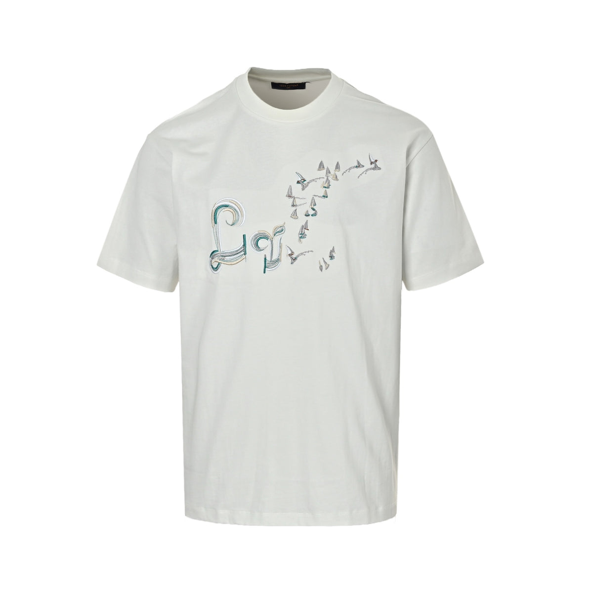 LouisVuitton/Louis Vuitton gradient color thread sailing bird embroidery short sleeves