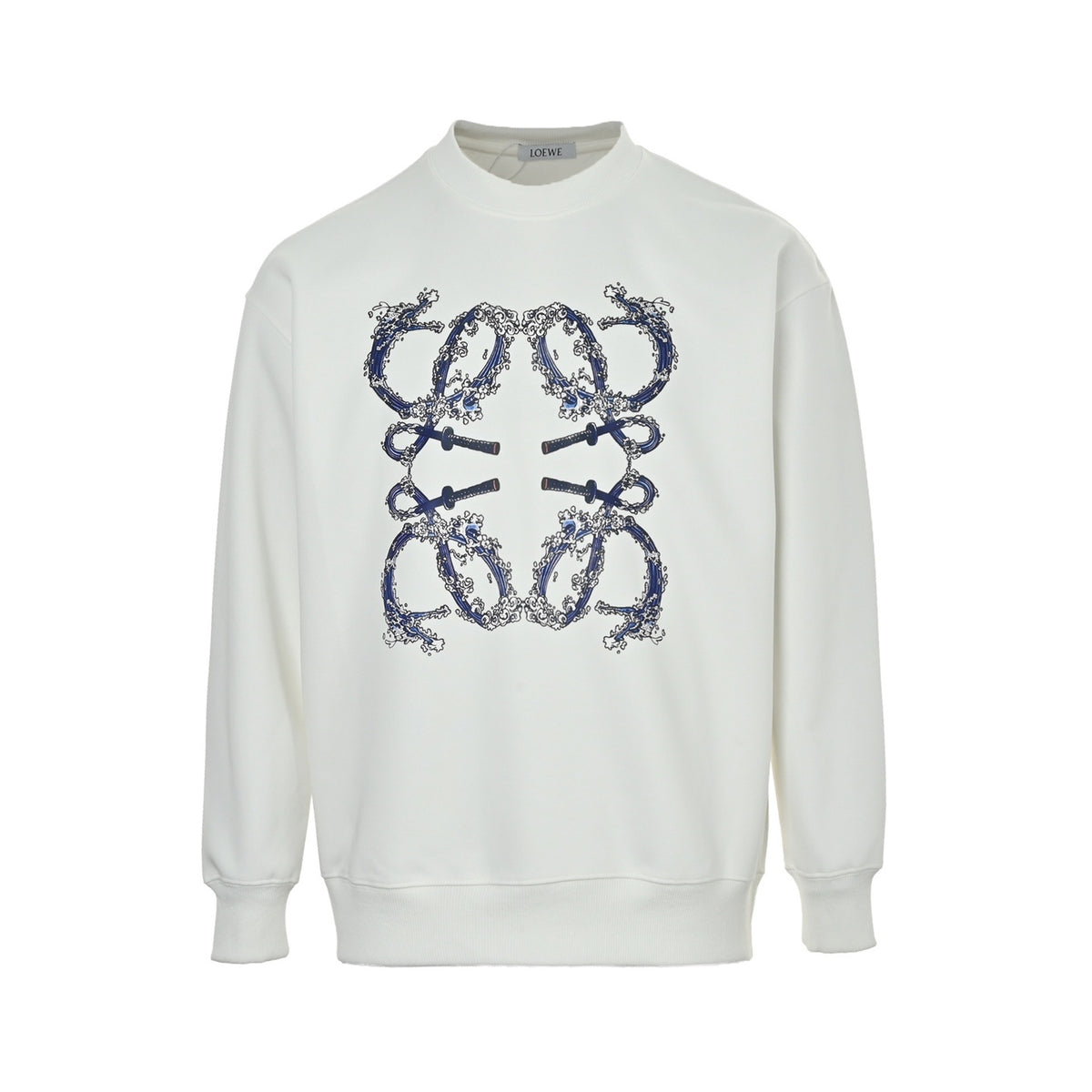 Loewe/Luo Yiwei 25Fw wave logo printed round neck sweatshirt
