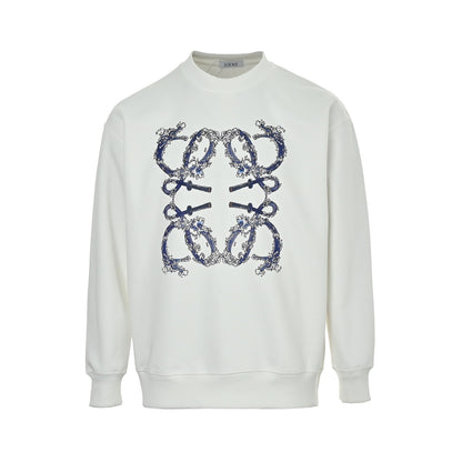 Loewe/Luo Yiwei 25Fw wave logo printed round neck sweatshirt