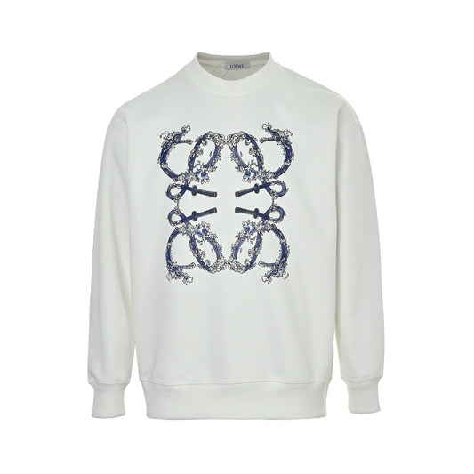 Loewe/Luo Yiwei 25Fw wave logo printed round neck sweatshirt