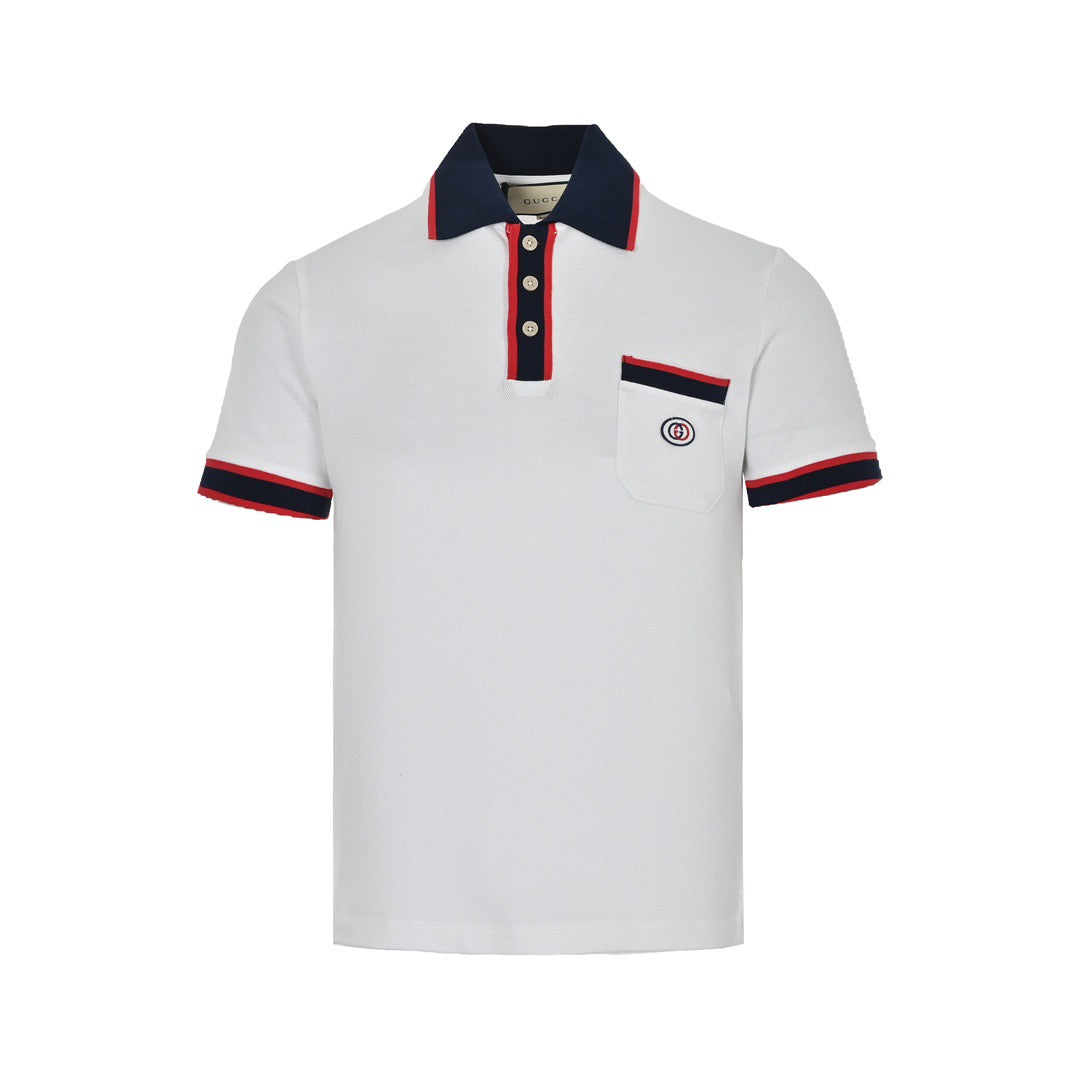 Gucci 23ss classic pocket embroidered double G Polo short sleeves