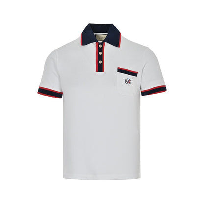 Gucci 23ss classic pocket embroidered double G Polo short sleeves