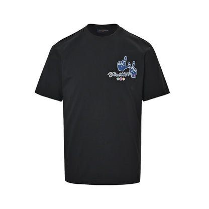 Louis Vuitton 26ss LV gesture letter laminated printed short sleeves