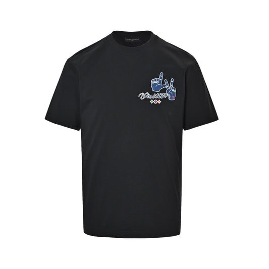 Louis Vuitton 26ss LV gesture letter laminated printed short sleeves