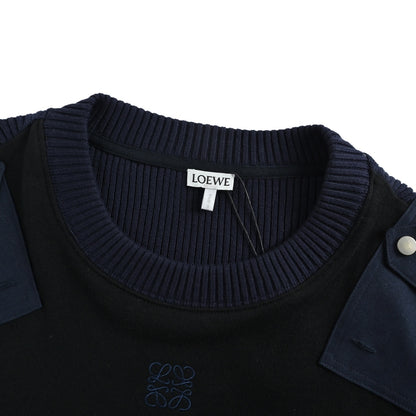 Loewe/Luo Yiwei shoulder button patchwork crew neck knitted sweater