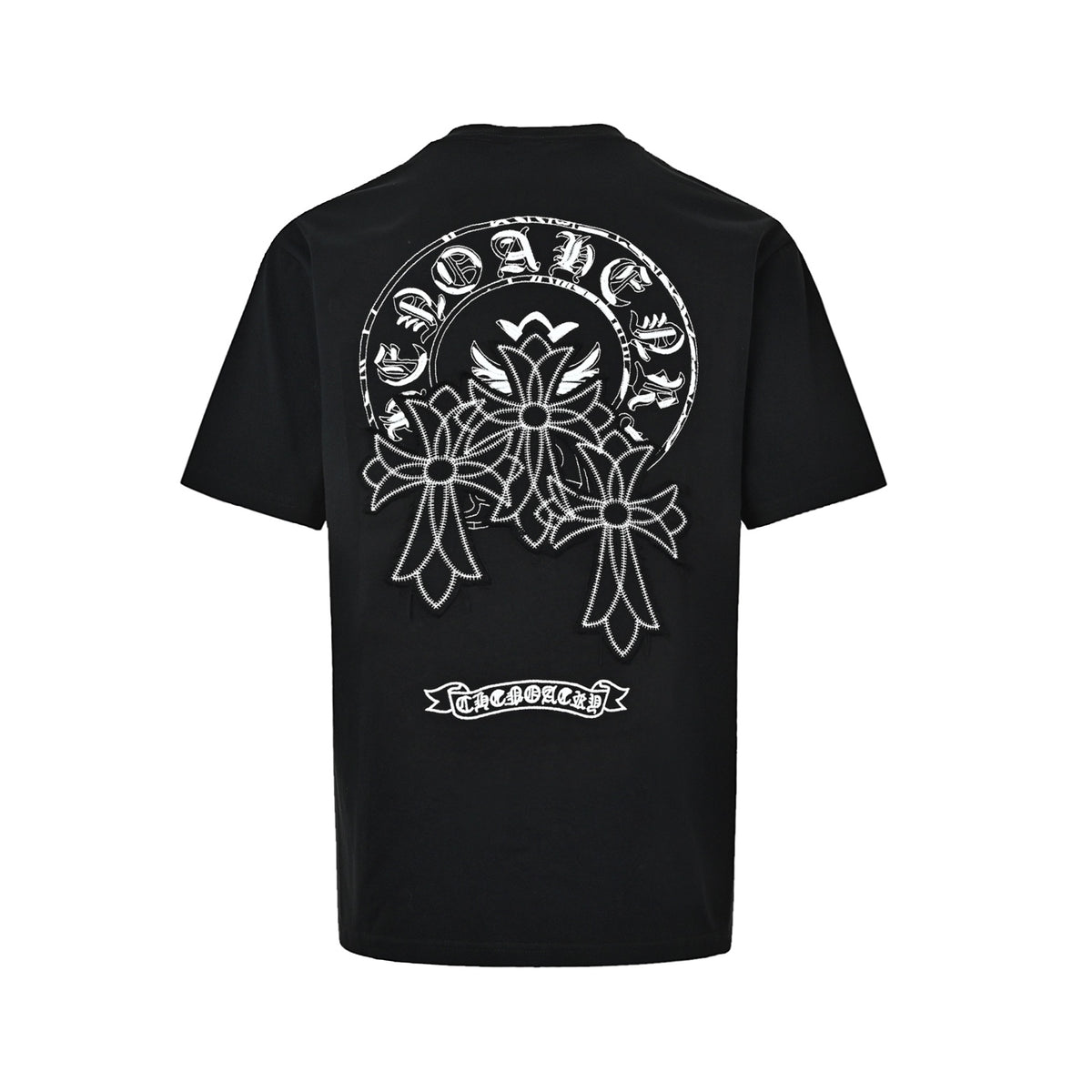 Chrome Hearts Horseshoe Three Hearts Cross Patch Embroidered Short Sleeves