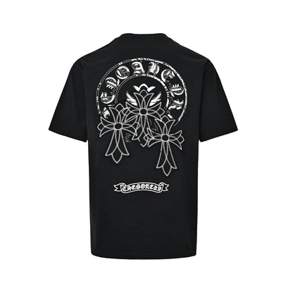 Chrome Hearts Horseshoe Three Hearts Cross Patch Embroidered Short Sleeves