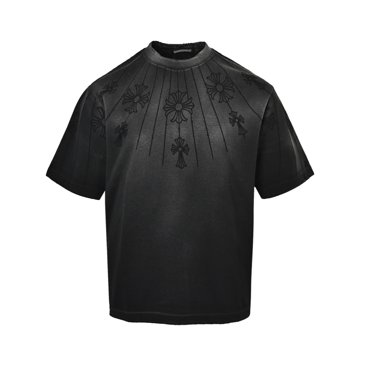Chrome Hearts/Chrome Heart Cross Laser Destruction Washed Short Sleeves