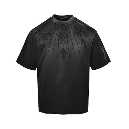 Chrome Hearts/Chrome Heart Cross Laser Destruction Washed Short Sleeves