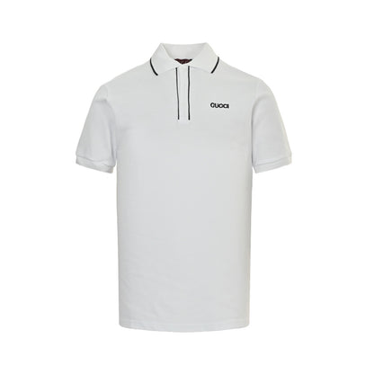 Gucci 25ss embroidered letter small label Polo short sleeves
