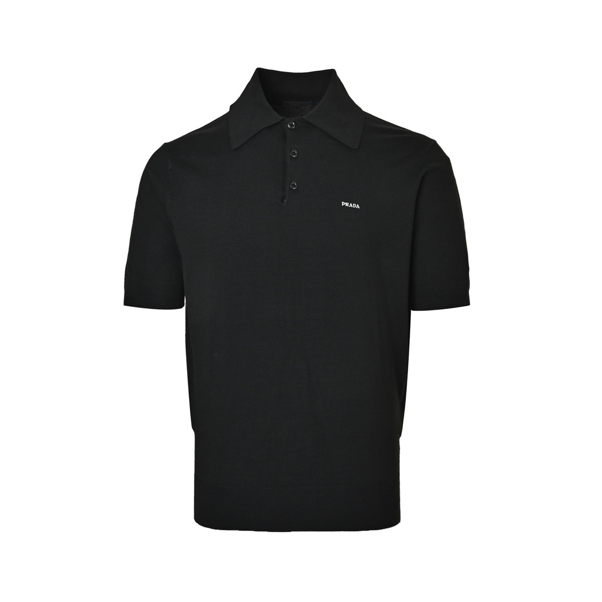 Prada embroidered logo knitted Polo short sleeves