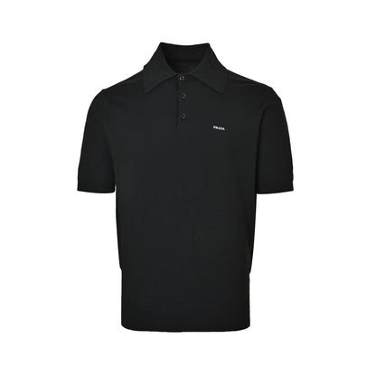 Prada embroidered logo knitted Polo short sleeves
