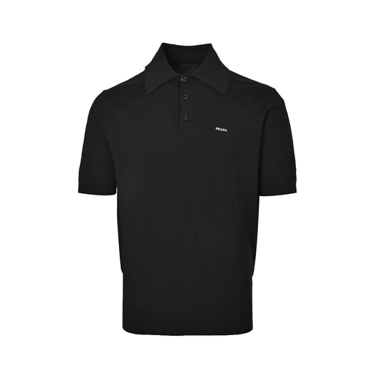 Prada embroidered logo knitted Polo short sleeves