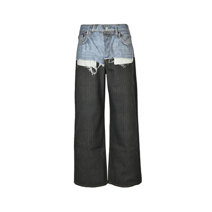 Acne Studios trompe l'oeil striped panel print jeans