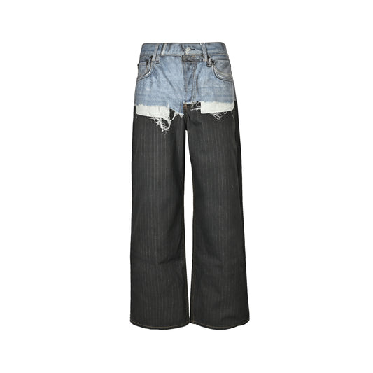 Acne Studios trompe l'oeil striped panel print jeans