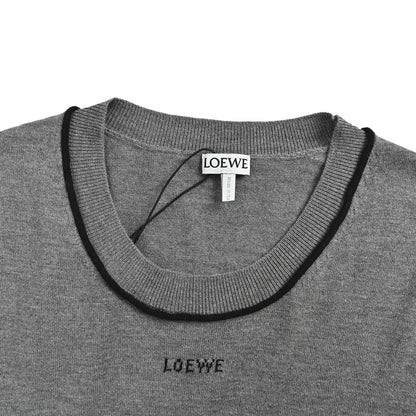 Loewe/Luo Yiwei collar letter jacquard knitted short sleeves