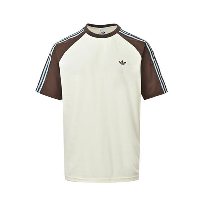 Adidas clover embroidered three-bar short sleeves
