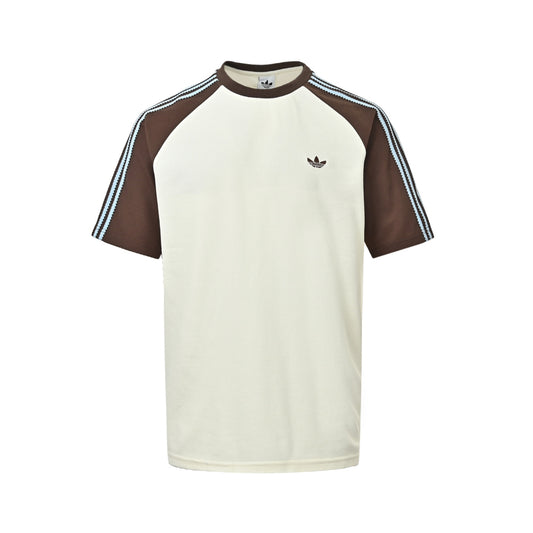 Adidas clover embroidered three-bar short sleeves