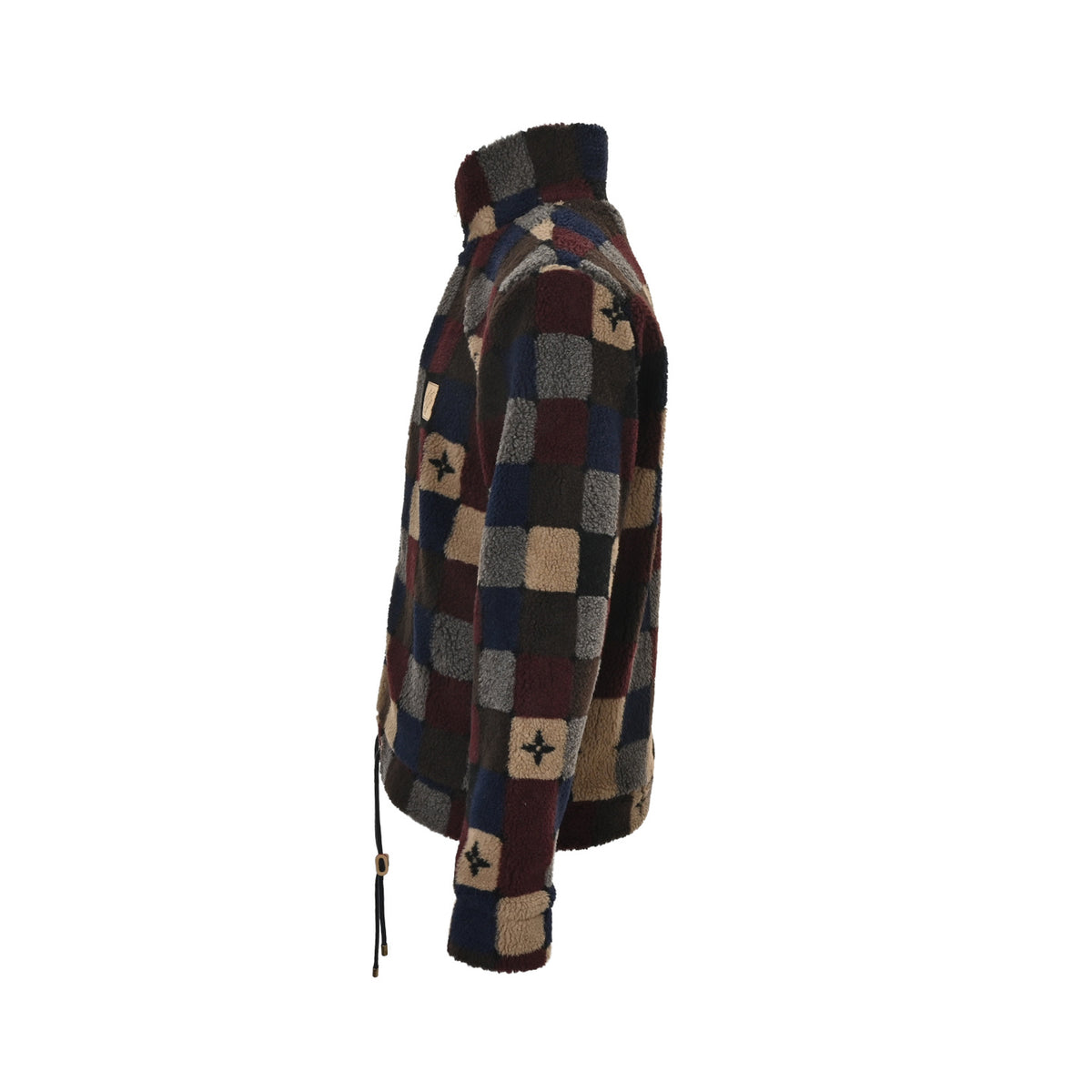 Louis Vuitton 25Fw color-blocked checkerboard sherpa jacket