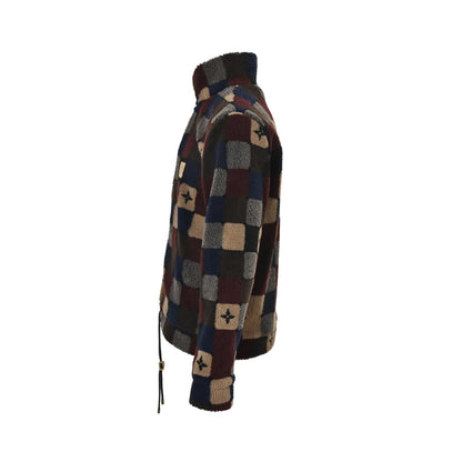 Louis Vuitton 25Fw color-blocked checkerboard sherpa jacket