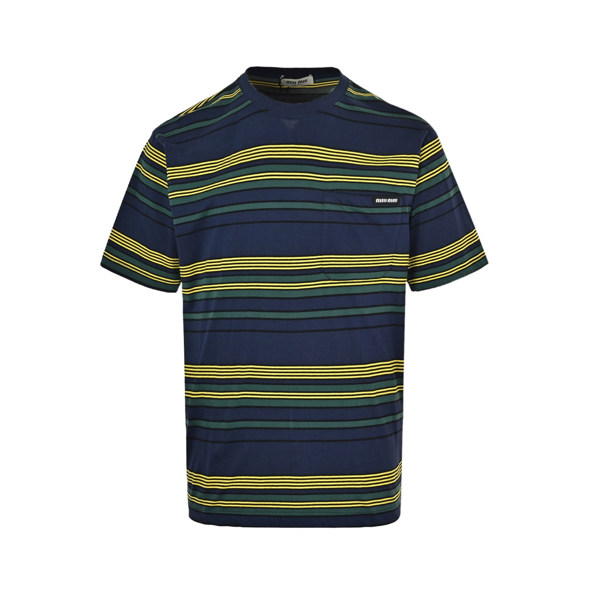 Miu Miu AUTOMNE series contrast striped knitted short-sleeves
