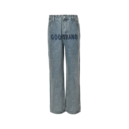 GOODBRAND full diamond letter watermark jeans