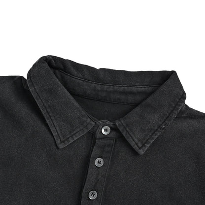 JUUN.J niche minimalist logo embroidery distressed washed Polo short sleeves