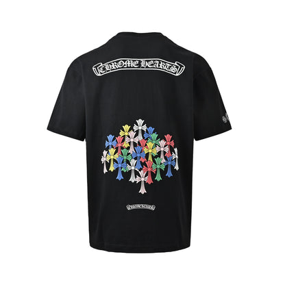 Chrome Hearts/Chrome Heart Color Cross Print Short Sleeve