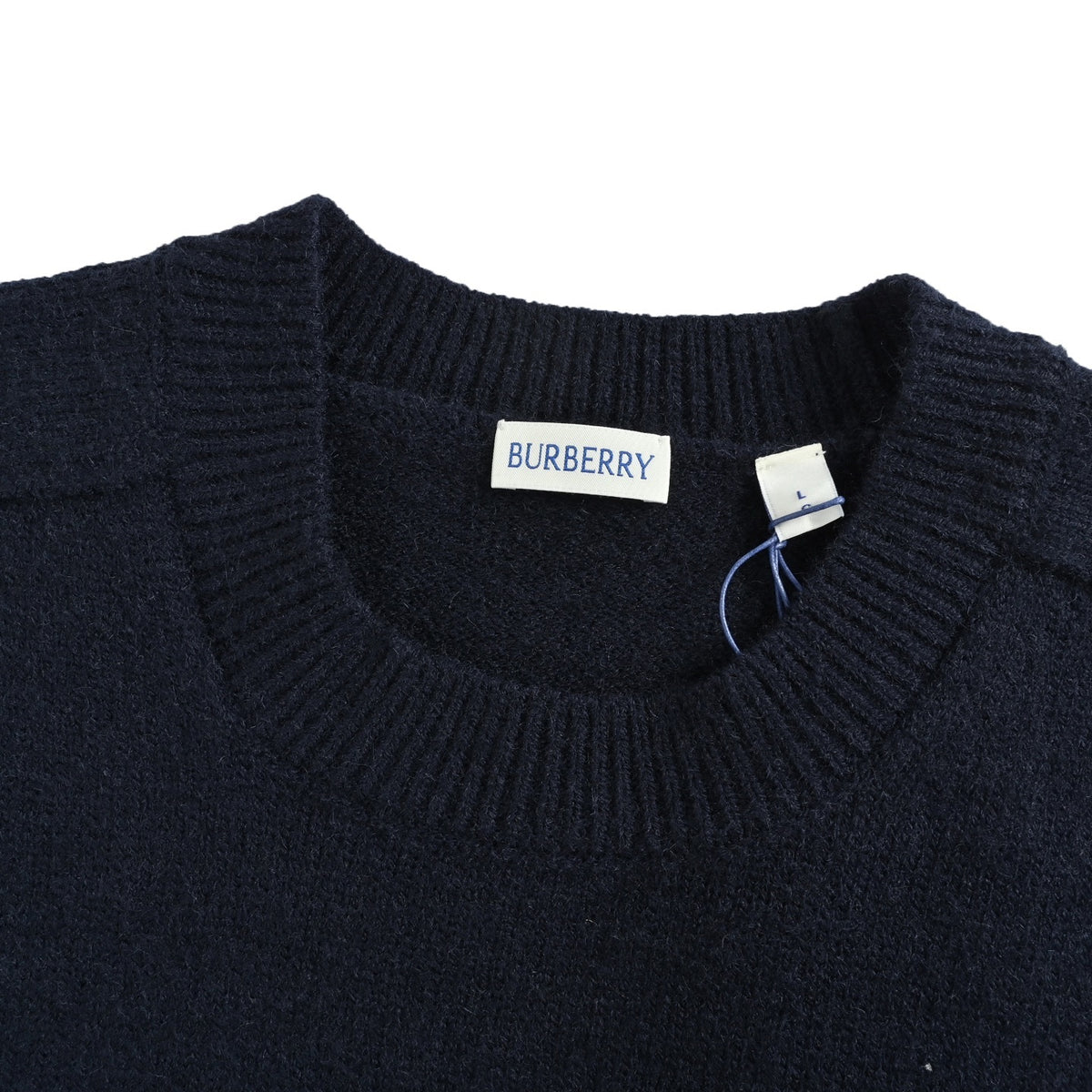 Burberry hem war horse solid color splicing cashmere round neck knitted sweater